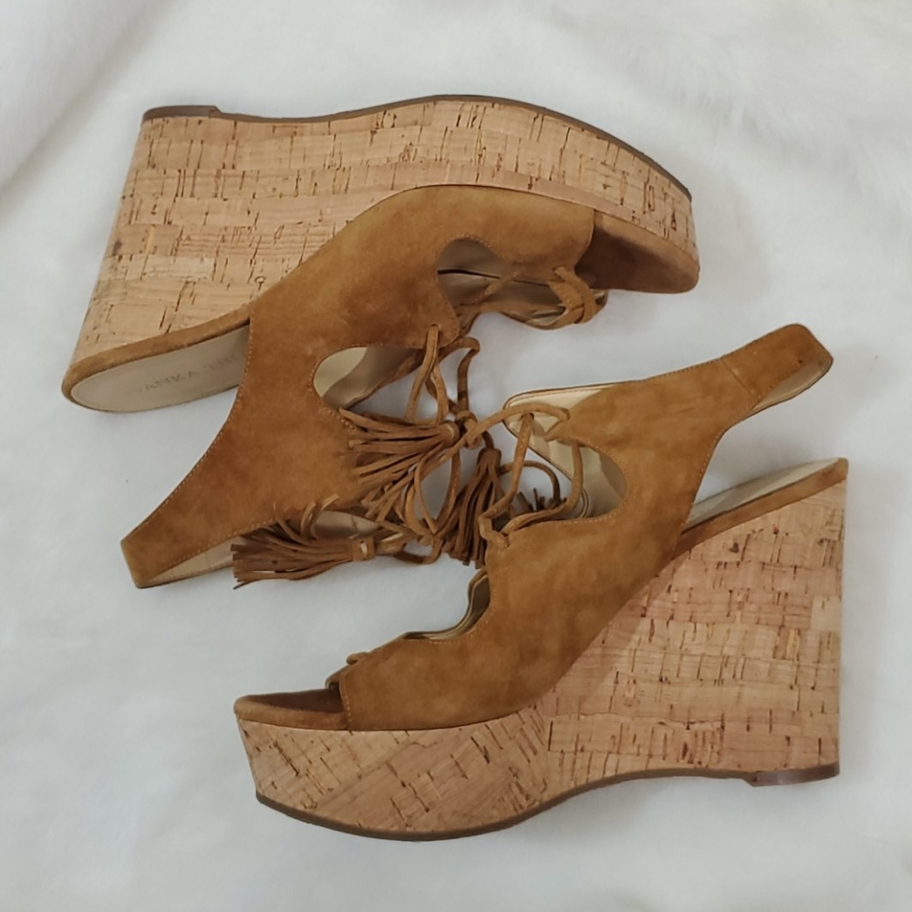 Ivanka Trump Itzenia wedge espadrilles sandals brown women size 7.5